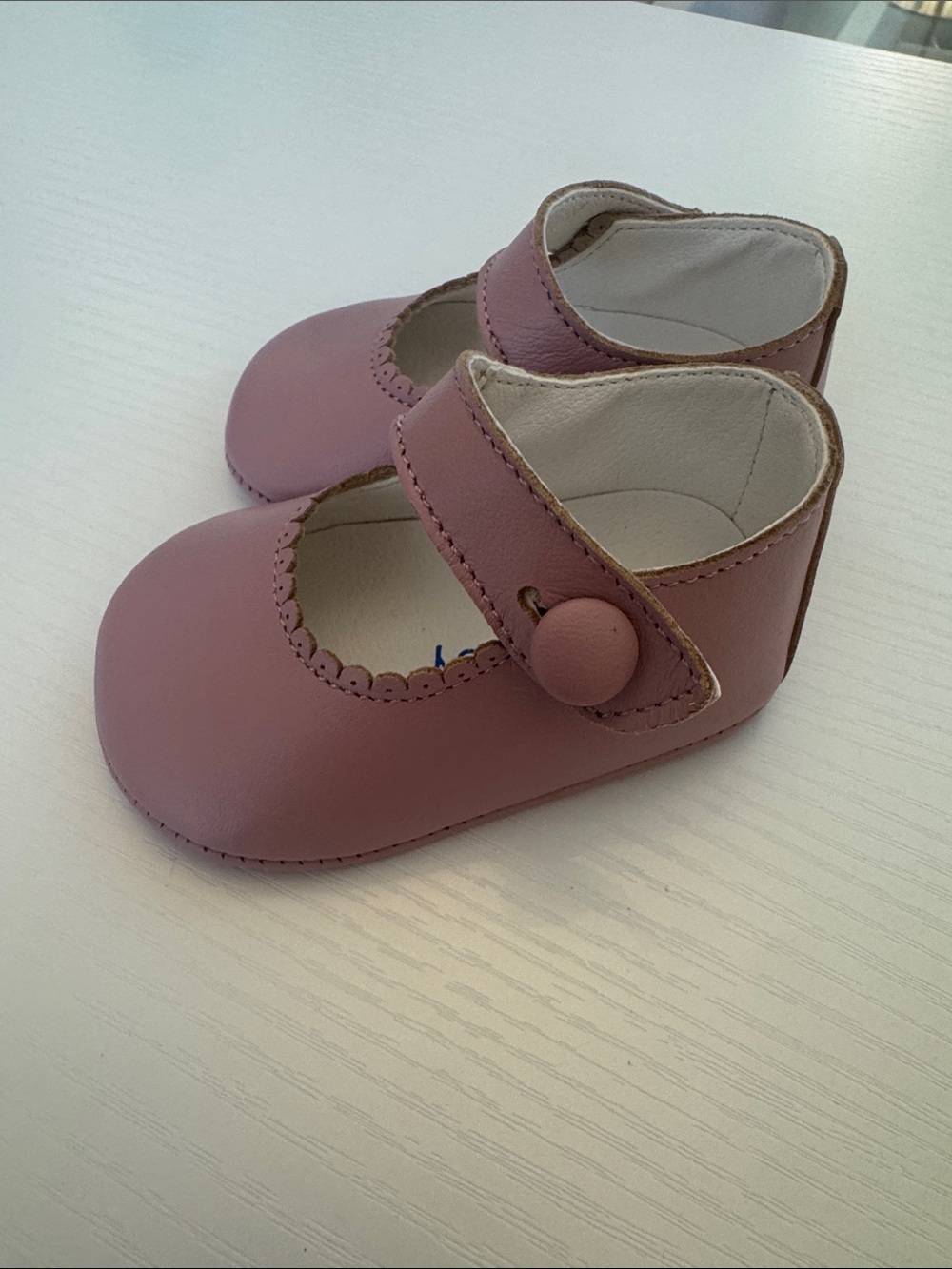 Classic Baby Mary Jane Shoes in Pale Pink - Comfortable Button Strap - Picture 2 of 5